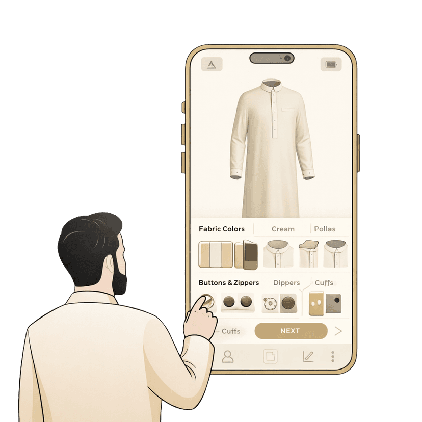 Interactive 3D thobe preview and customization